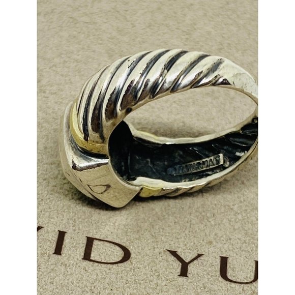 David Yurman 925 Sterling Silver 14K Yellow Gold Peridot  Cable Dome Ring 6.5 - Picture 7 of 7